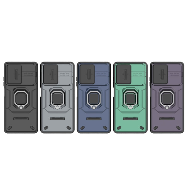 For Xiaomi Redmi Note 12 Pro+ 5G Global Sliding Camshield TPU + PC Shockproof Phone Case with Holder(Blue) - Xiaomi Cases by PMC TechLife | Online Shopping South Africa | PMC TechLife | Buy Now Pay Later Mobicred