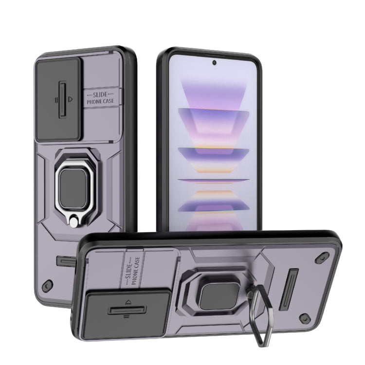 For Xiaomi Redmi K60 5G Sliding Camshield TPU + PC Shockproof Phone Case with Holder(Purple) - Xiaomi Cases by PMC TechLife | Online Shopping South Africa | PMC TechLife | Buy Now Pay Later Mobicred