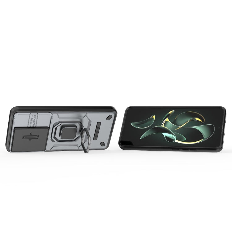For Xiaomi Redmi K60 Ultra 5G Sliding Camshield TPU + PC Shockproof Phone Case with Holder(Grey) - Xiaomi Cases by PMC TechLife | Online Shopping South Africa | PMC TechLife | Buy Now Pay Later Mobicred