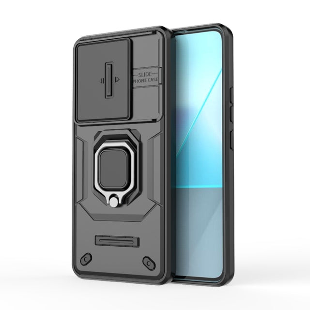 For Xiaomi Redmi Note 13 Pro 5G Sliding Camshield TPU + PC Shockproof Phone Case with Holder(Black)