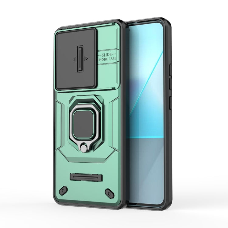 For Xiaomi Redmi Note 13 Pro 5G Sliding Camshield TPU + PC Shockproof Phone Case with Holder(Green) - Note 13 Pro Cases by PMC TechLife | Online Shopping South Africa | PMC TechLife | Buy Now Pay Later Mobicred