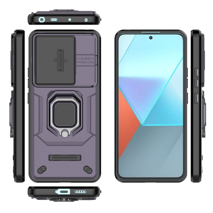 For Xiaomi Redmi Note 13 Pro 5G Sliding Camshield TPU + PC Shockproof Phone Case with Holder(Purple) - Note 13 Pro Cases by PMC TechLife | Online Shopping South Africa | PMC TechLife | Buy Now Pay Later Mobicred