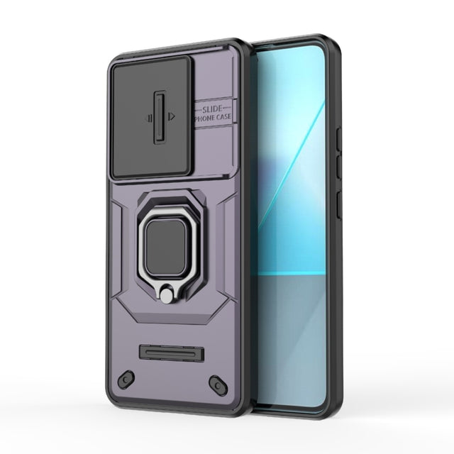For Xiaomi Redmi Note 13 Pro 5G Sliding Camshield TPU + PC Shockproof Phone Case with Holder(Purple)