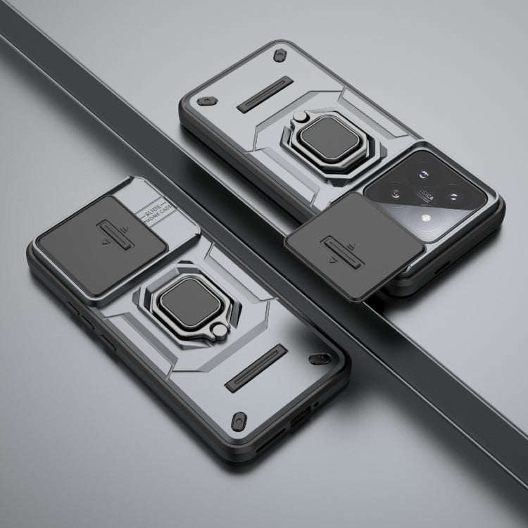 For Xiaomi 14 Pro 5G Sliding Camshield TPU + PC Shockproof Phone Case with Holder(Grey) - 14 Pro Cases by PMC TechLife | Online Shopping South Africa | PMC TechLife