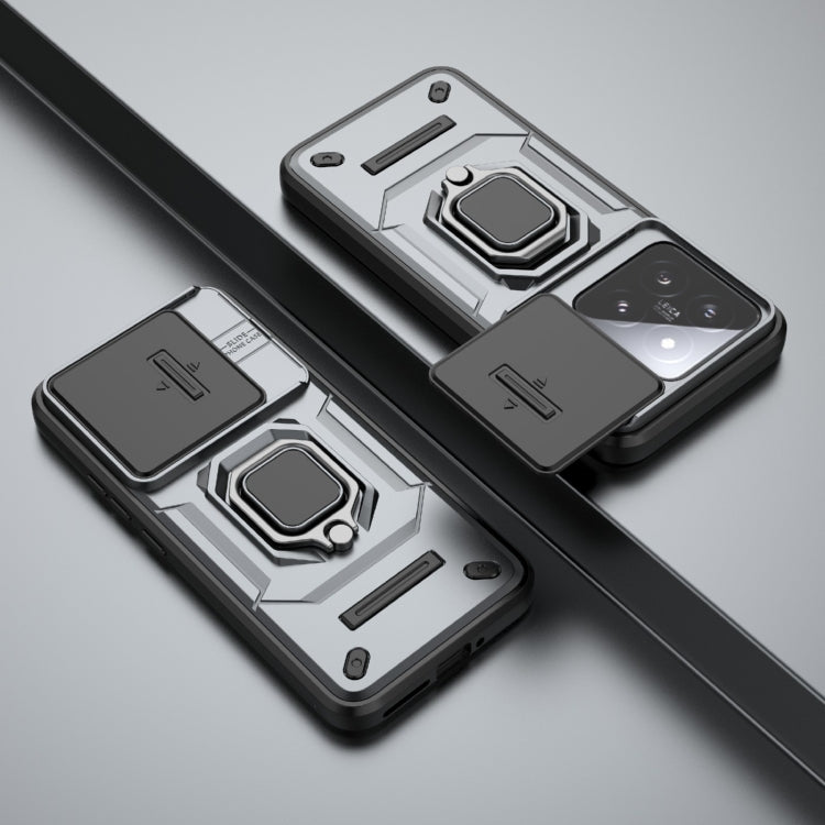 For Xiaomi 14 Sliding Camshield TPU + PC Shockproof Phone Case with Holder(Grey) - free shipping - PMC TechLife - Order now!