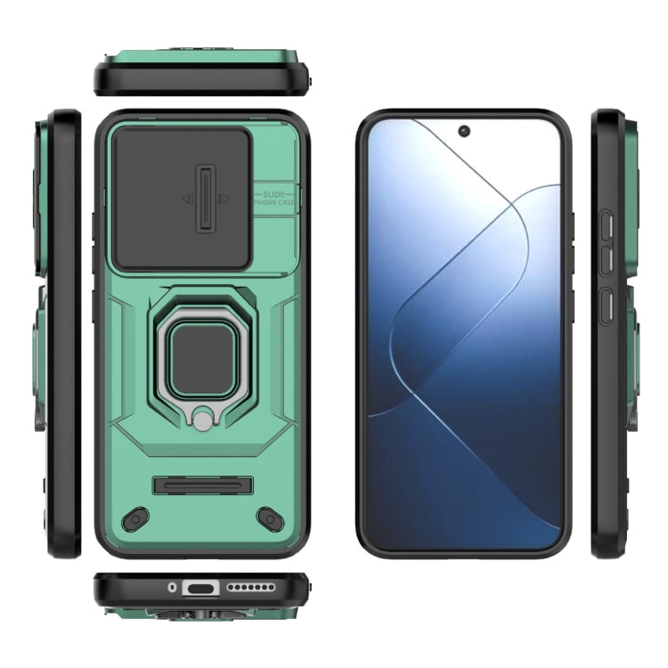 For Xiaomi 14 Sliding Camshield TPU + PC Shockproof Phone Case with Holder(Green) - free shipping - PMC TechLife - Order now!