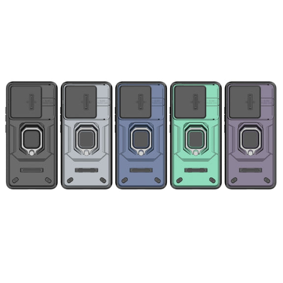 For Xiaomi Redmi K70 5G Sliding Camshield TPU + PC Shockproof Phone Case with Holder(Green)
