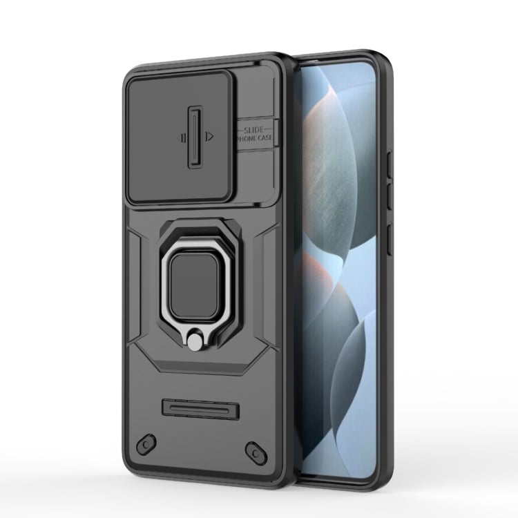 For Xiaomi Redmi K70E 5G Sliding Camshield TPU + PC Shockproof Phone Case with Holder(Black) - K70E Cases by PMC TechLife | Online Shopping South Africa | PMC TechLife | Buy Now Pay Later Mobicred