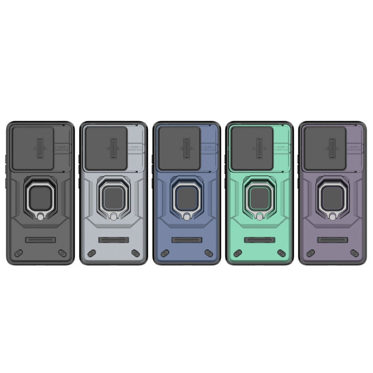 For Xiaomi Redmi K70E 5G Sliding Camshield TPU + PC Shockproof Phone Case with Holder(Grey) - K70E Cases by PMC TechLife | Online Shopping South Africa | PMC TechLife | Buy Now Pay Later Mobicred