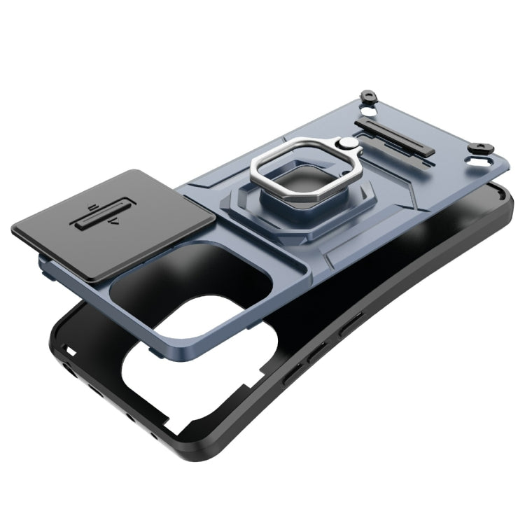 For Xiaomi Redmi Note 13 4G Global Sliding Camshield TPU + PC Shockproof Phone Case with Holder(Grey) - Note 13 Cases by PMC TechLife | Online Shopping South Africa | PMC TechLife | Buy Now Pay Later Mobicred