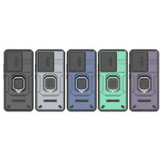 For Xiaomi Redmi Note 13 4G Global Sliding Camshield TPU + PC Shockproof Phone Case with Holder(Green)