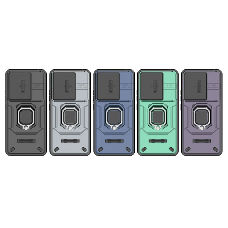 For Xiaomi Redmi Note 13 4G Global Sliding Camshield TPU + PC Shockproof Phone Case with Holder(Purple) - Note 13 Cases by PMC TechLife | Online Shopping South Africa | PMC TechLife | Buy Now Pay Later Mobicred