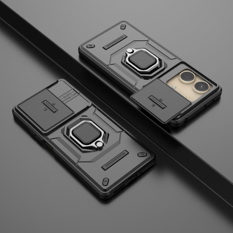 For Xiaomi Redmi Note 13R Pro 5G Sliding Camshield TPU + PC Shockproof Phone Case with Holder(Black) - Xiaomi Cases by PMC TechLife | Online Shopping South Africa | PMC TechLife | Buy Now Pay Later Mobicred