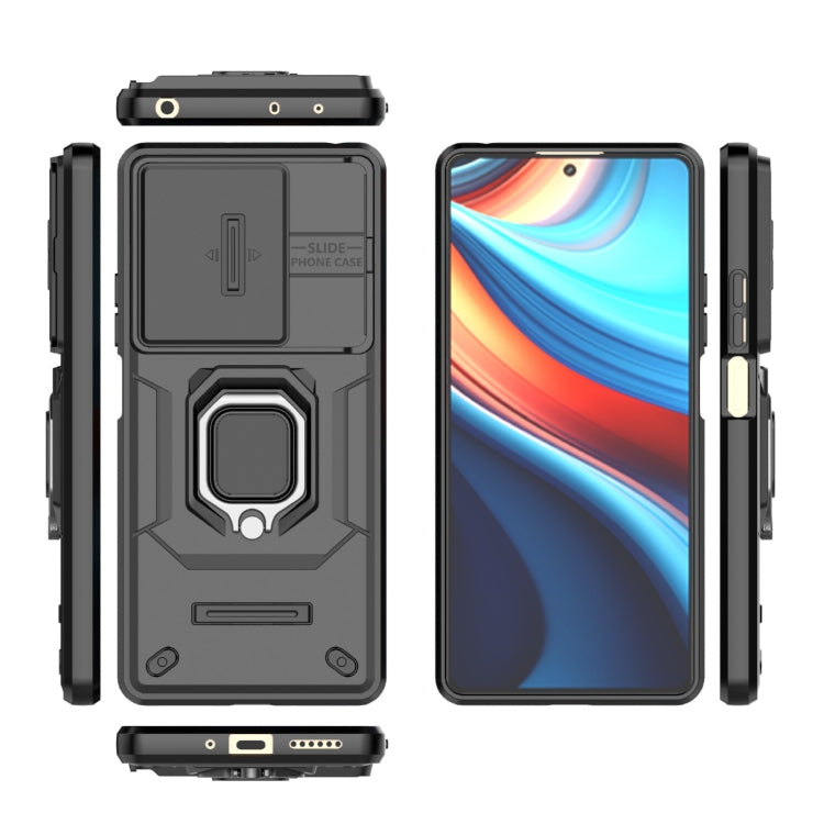 For Xiaomi Redmi Note 13R Pro 5G Sliding Camshield TPU + PC Shockproof Phone Case with Holder(Black) - Xiaomi Cases by PMC TechLife | Online Shopping South Africa | PMC TechLife | Buy Now Pay Later Mobicred