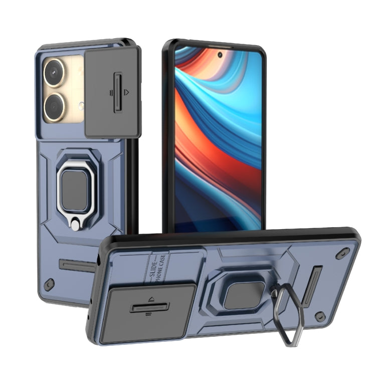 For Xiaomi Redmi Note 13R Pro 5G Sliding Camshield TPU + PC Shockproof Phone Case with Holder(Blue) - Xiaomi Cases by PMC TechLife | Online Shopping South Africa | PMC TechLife | Buy Now Pay Later Mobicred