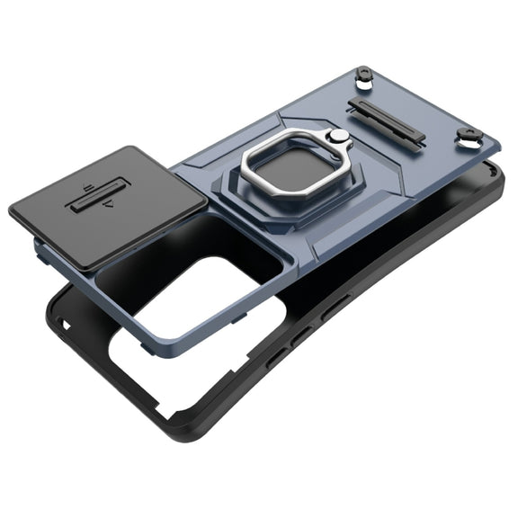 For Xiaomi Redmi Note 13 Pro 4G Global Sliding Camshield TPU + PC Shockproof Phone Case with Holder(Grey)