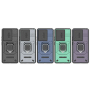 For Xiaomi Redmi Note 13 Pro 4G Global Sliding Camshield TPU + PC Shockproof Phone Case with Holder(Green)