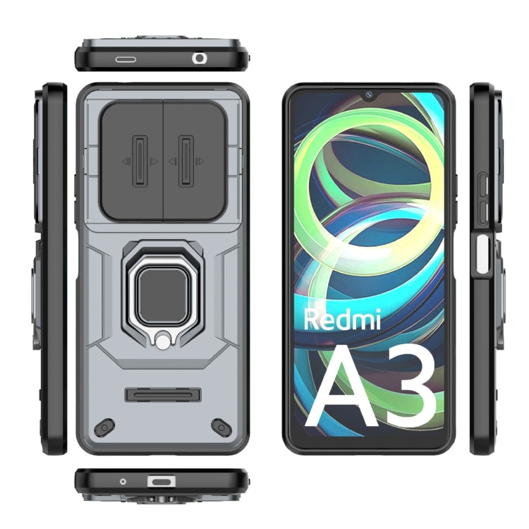 For Xiaomi Redmi A3 4G Global Sliding Camshield TPU + PC Shockproof Phone Case with Holder(Grey) - free shipping - PMC TechLife - Order now!