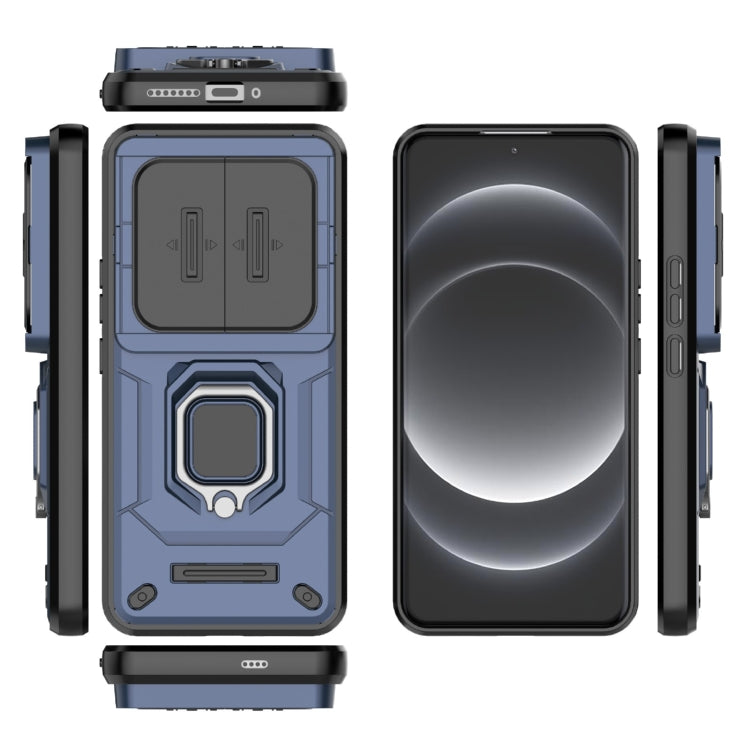 For Xiaomi 14 Ultra Sliding Camshield TPU + PC Shockproof Phone Case with Holder(Blue) - 14 Ultra Cases by PMC TechLife | Online Shopping South Africa | PMC TechLife | Buy Now Pay Later Mobicred