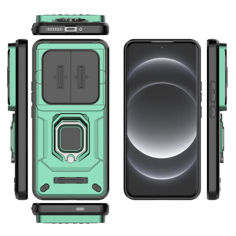 For Xiaomi 14 Ultra Sliding Camshield TPU + PC Shockproof Phone Case with Holder(Green) - free shipping - PMC Jewellery - Order now!