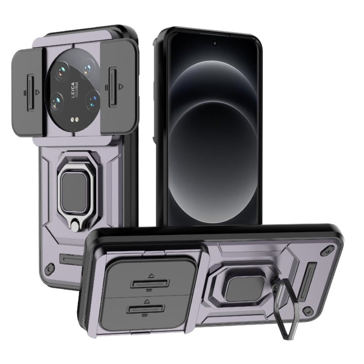 For Xiaomi 14 Ultra Sliding Camshield TPU + PC Shockproof Phone Case with Holder(Purple) - free shipping - PMC TechLife - Order now!