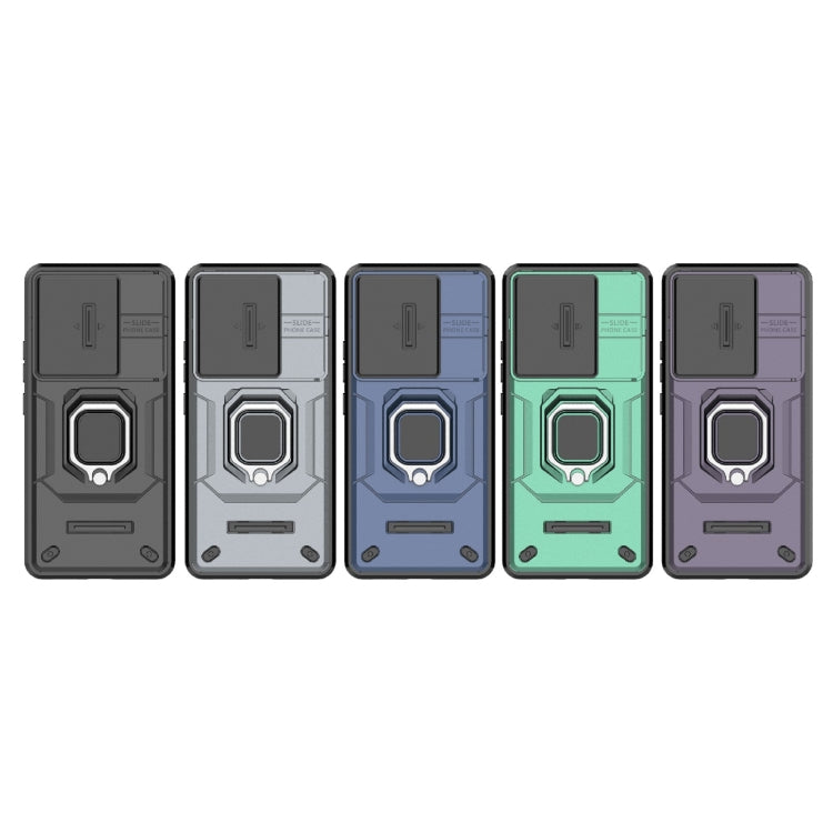 For Xiaomi Redmi Turbo 3 5G Sliding Camshield TPU + PC Shockproof Phone Case with Holder(Blue) - Xiaomi Cases by PMC TechLife | Online Shopping South Africa | PMC TechLife | Buy Now Pay Later Mobicred