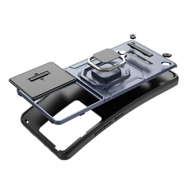 For Xiaomi Redmi Turbo 3 5G Sliding Camshield TPU + PC Shockproof Phone Case with Holder(Purple) - Xiaomi Cases by PMC TechLife | Online Shopping South Africa | PMC TechLife | Buy Now Pay Later Mobicred