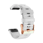 For Garmin Fenix 7S / 6S Pro / 5S Plus 20mm Rose Gold Buckle Quick Release Silicone Watch Band(White)