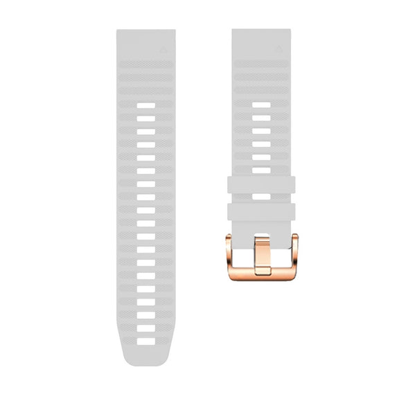 For Garmin Fenix 7S / 6S Pro / 5S Plus 20mm Rose Gold Buckle Quick Release Silicone Watch Band(White)