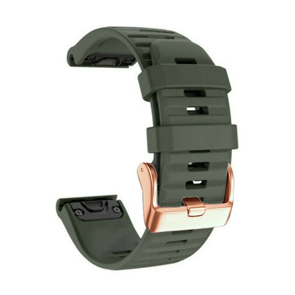For Garmin Fenix 7S / 6S Pro / 5S Plus 20mm Rose Gold Buckle Quick Release Silicone Watch Band(Army Green)