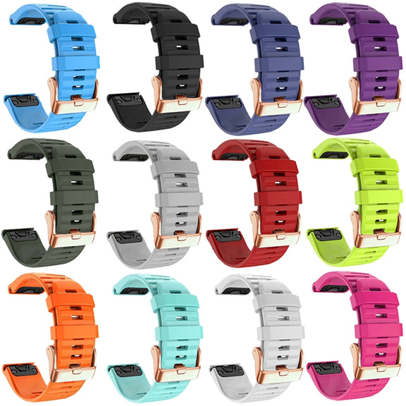 For Garmin Fenix 7S / 6S Pro / 5S Plus 20mm Rose Gold Buckle Quick Release Silicone Watch Band(White)