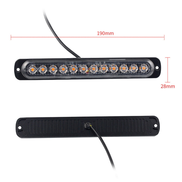 DC12V-24V / 36W Car Truck Emergency Strobe Flash Warning Light 12LEDs Long Ultra-thin Side Lights(Red + Blue + Red)