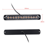 DC12V-24V / 36W Car Truck Emergency Strobe Flash Warning Light 12LEDs Long Ultra-thin Side Lights(Red)