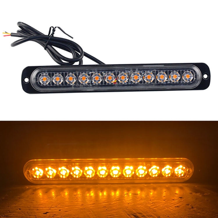 DC12V-24V / 36W Car Truck Emergency Strobe Flash Warning Light 12LEDs Long Ultra-thin Side Lights(Yellow) - Warning Lights by PMC TechLife | Online Shopping South Africa | PMC TechLife | Buy Now Pay Later Mobicred
