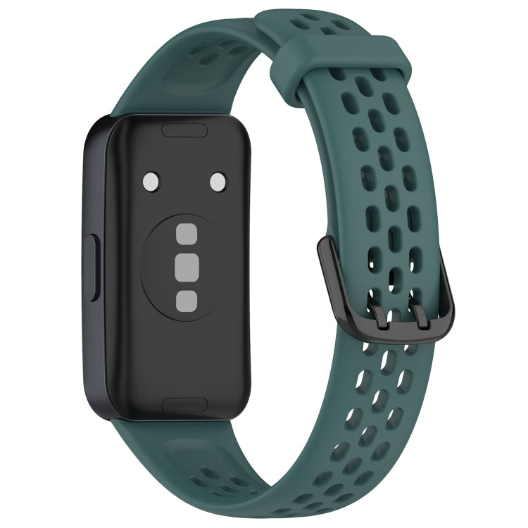 For Huawei Band 10 / 9 / 8 Solid Color Breathable Silicone Watch Band(Olive Green) - Watch Bands by PMC TechLife | Online Shopping South Africa | PMC TechLife | Buy Now Pay Later Mobicred