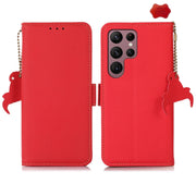 For Samsung Galaxy S24 Ultra Side-Magnetic TJ Genuine Leather RFID Phone Case(Red)