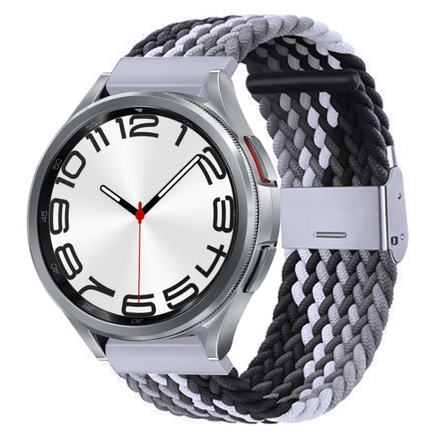 For Samsung Galaxy Watch 6 / 6 Classic Nylon Braided Metal Buckle Watch Band(Z Black Gray)