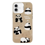 For iPhone 16 Electroplated Silver Series PC Protective Phone Case(Brown Panda)
