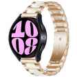 For Samsung Galaxy Watch 6 / 6 Classic Three Bead Resin Metal Watch Band(Rose Gold White) - free shipping - PMC TechLife - Order now!