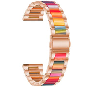 For Samsung Galaxy Watch 6 / 6 Classic Three Bead Resin Metal Watch Band(Rose Gold Rainbow)