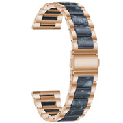 For Samsung Galaxy Watch 6 / 6 Classic Three Bead Resin Metal Watch Band(Rose Gold Blue)