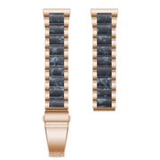 For Samsung Galaxy Watch 6 / 6 Classic Three Bead Resin Metal Watch Band(Rose Gold Blue)