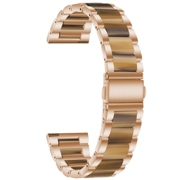For Samsung Galaxy Watch 6 / 6 Classic Three Bead Resin Metal Watch Band(Rose Gold Brown)