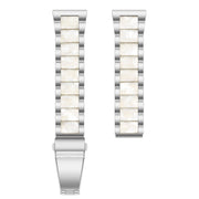 For Samsung Galaxy Watch 6 / 6 Classic Three Bead Resin Metal Watch Band(Silver White)