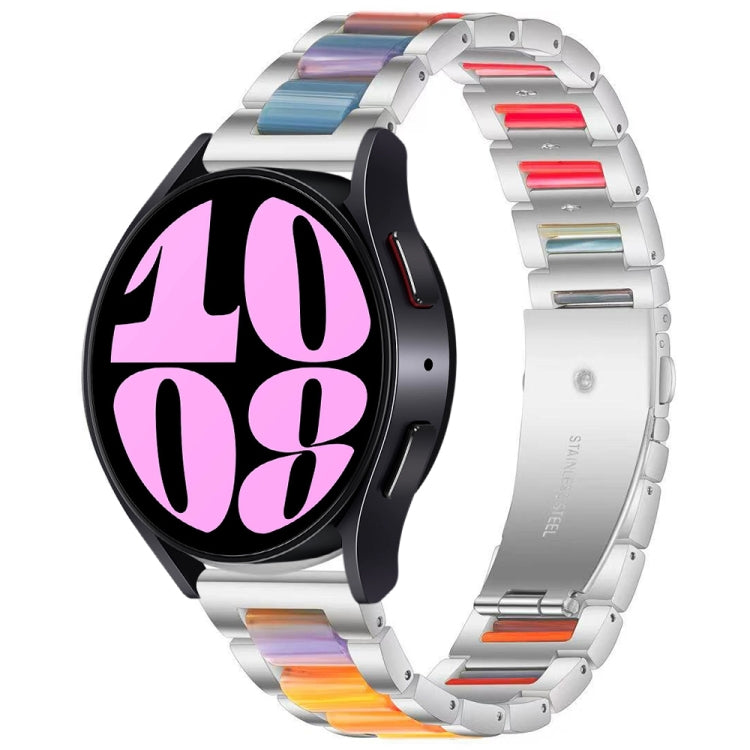 For Samsung Galaxy Watch 6 / 6 Classic Three Bead Resin Metal Watch Band(Silver Rainbow) - free shipping - PMC TechLife - Order now!