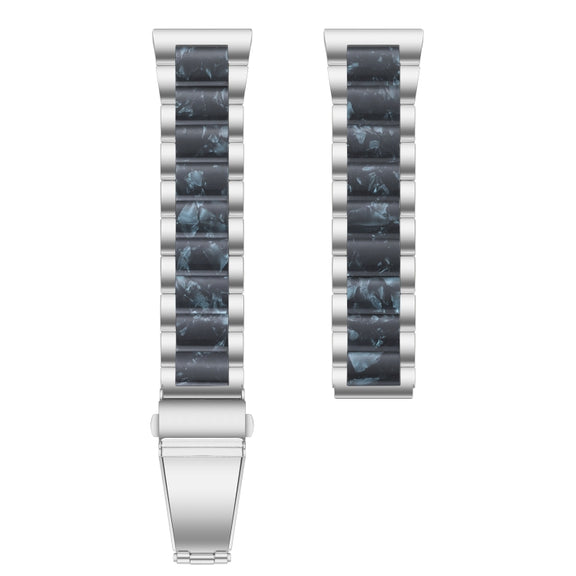 For Samsung Galaxy Watch 6 / 6 Classic Three Bead Resin Metal Watch Band(Silver Blue)