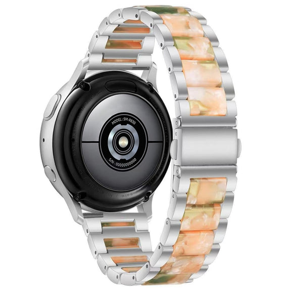 For Samsung Galaxy Watch 6 / 6 Classic Three Bead Resin Metal Watch Band(Silver Green)