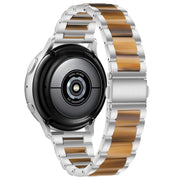 For Samsung Galaxy Watch 6 / 6 Classic Three Bead Resin Metal Watch Band(Silver Brown)