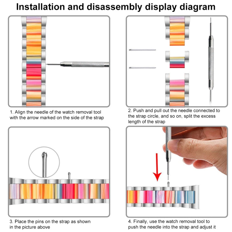 For Samsung Galaxy Watch 6 / 6 Classic Three Bead Resin Metal Watch Band(Silver Rainbow) - free shipping - PMC TechLife - Order now!