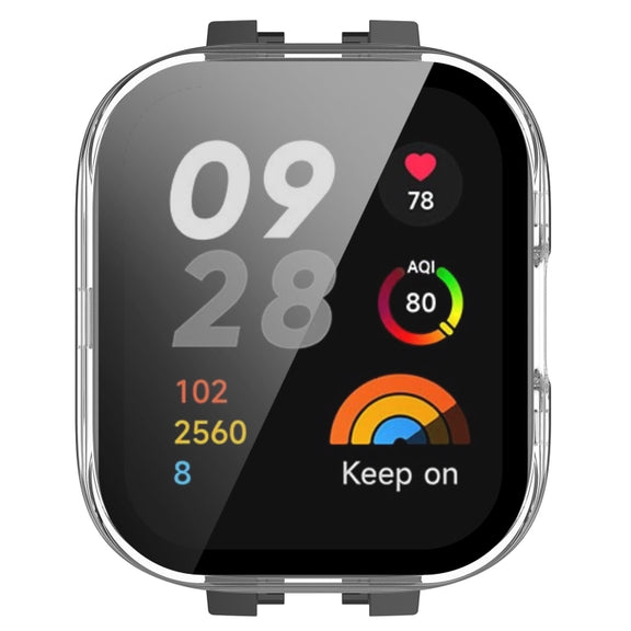 For Xiaomi Mi Watch Lite 3 PC + Tempered Film Integrated Watch Protective Case(Transparent)